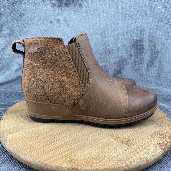 Sorel Shoes - Sorel Boots Womens Size 9 Brown Joan Of Arctic Wedge Chelsea Leather NL3816-242